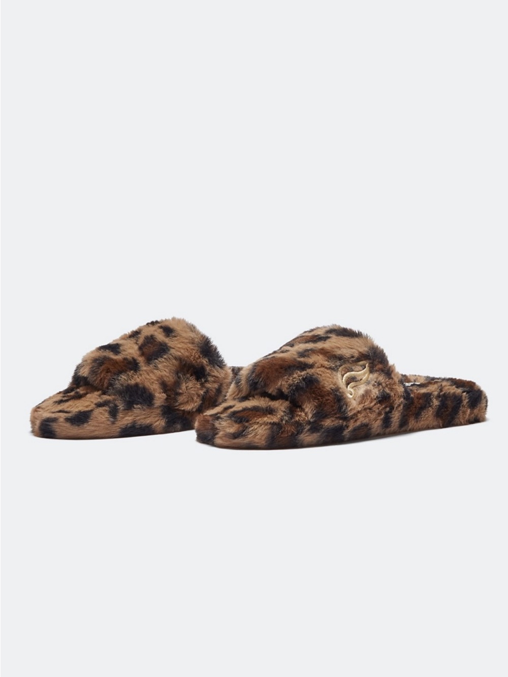 Leopard Faux-Fur Slide Slippers